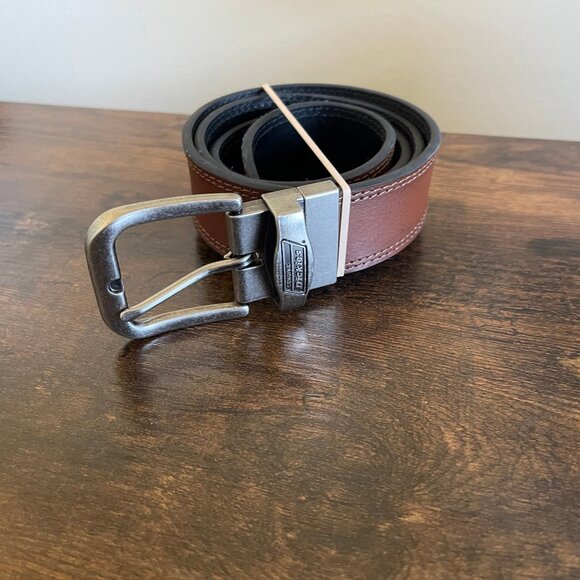 Men’s Dickies Reversible Black Brown Leather Belt Size 36 Stainless Steel Buckle - Picture 1 of 9